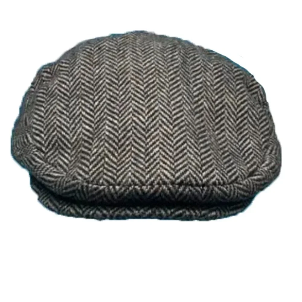 Dorfman Pacific Black & Gray Men's Classic Herringbone Ivy Cap